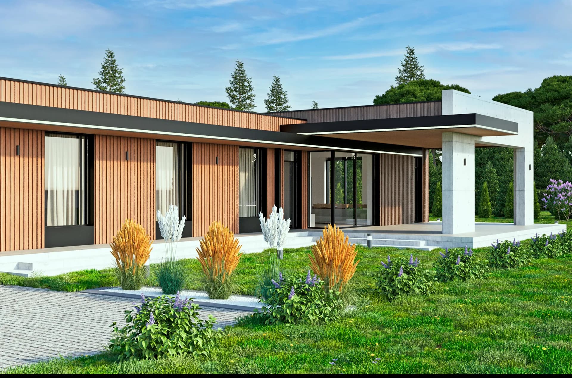 Renovated country house with a renewed facade system