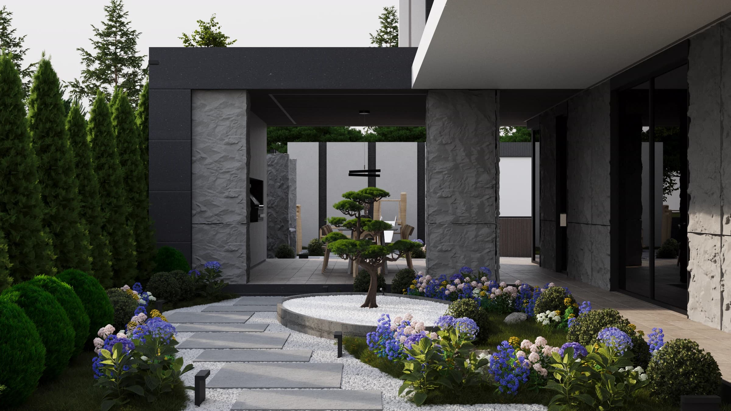 Рендер кухни и столовой в доме Berlin