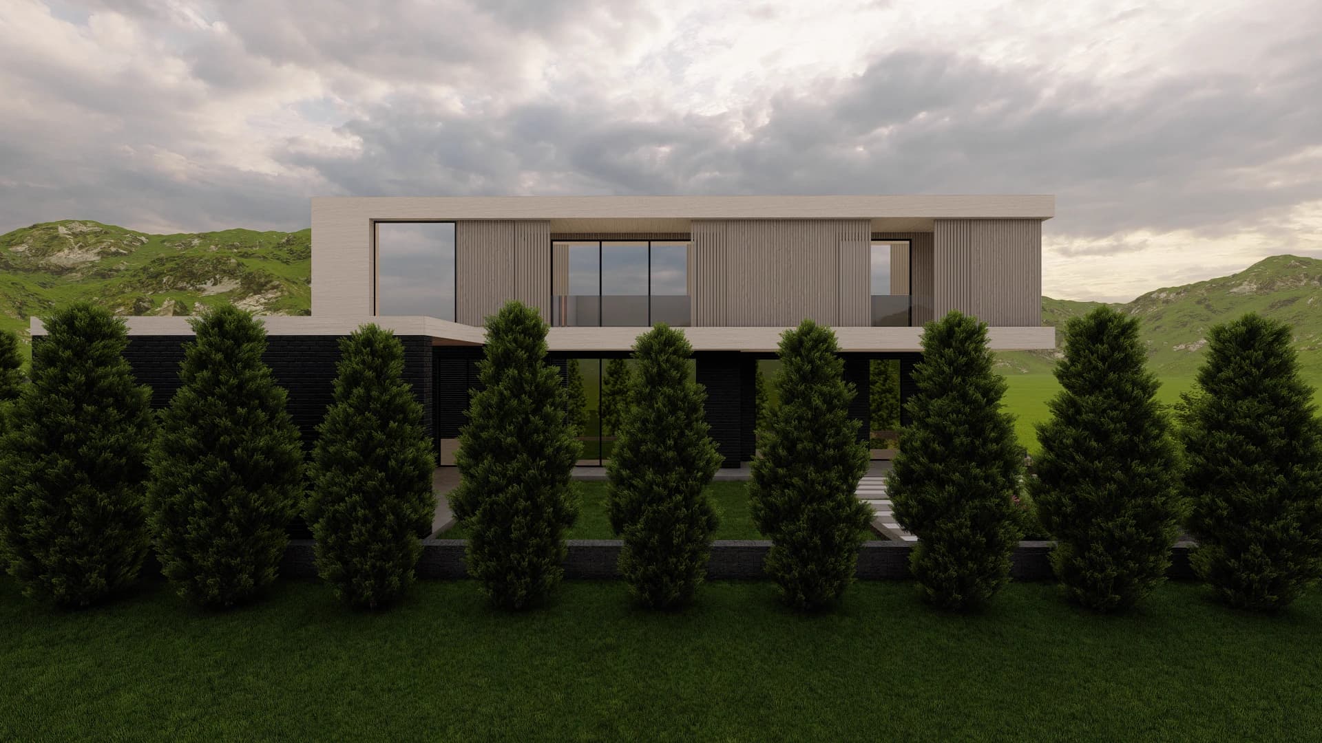 Рендер приватного интерьерного пространства дома Berlin