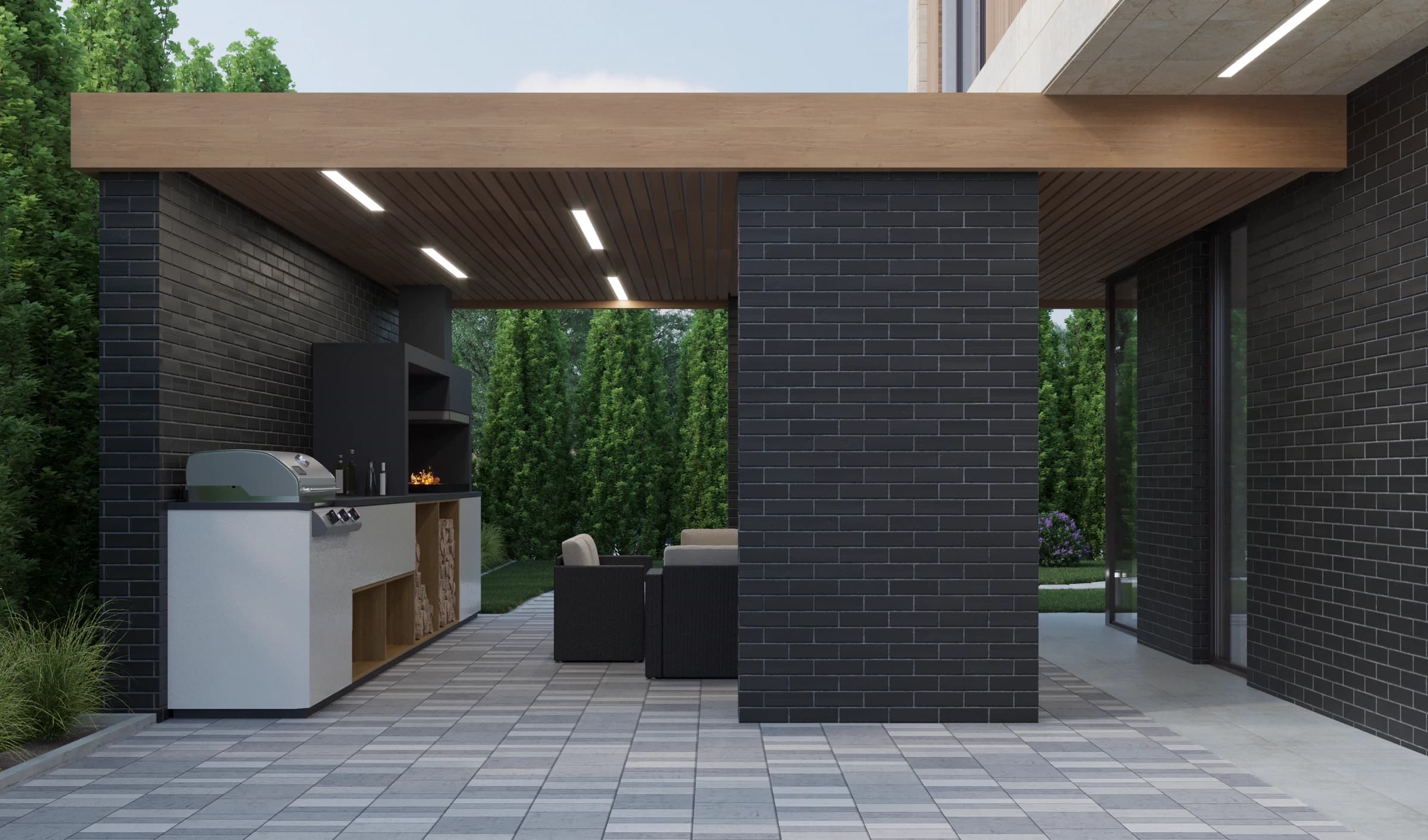 Рендер дома Berlin с обзором консольного второго этажа